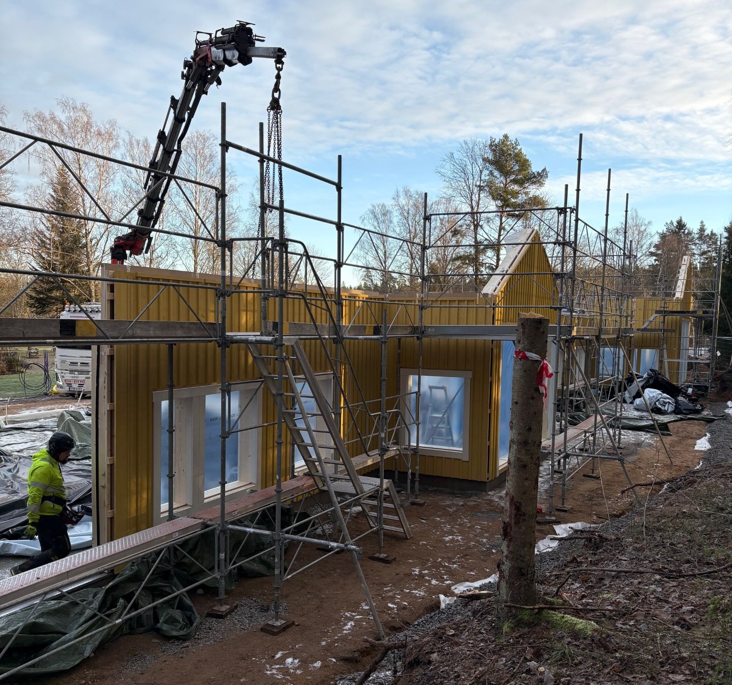 Huset kommer i block